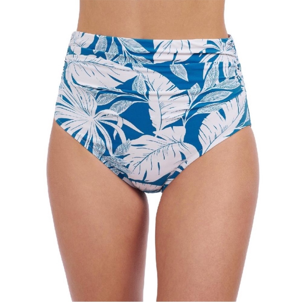 New Profile by Gottex Blue & White Tropical High Waist Swim Bottoms - 8